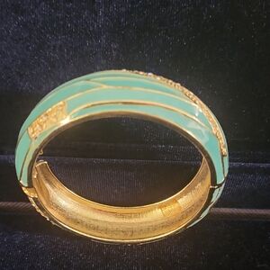 Elegant Gold and Green Bangle Bracelet